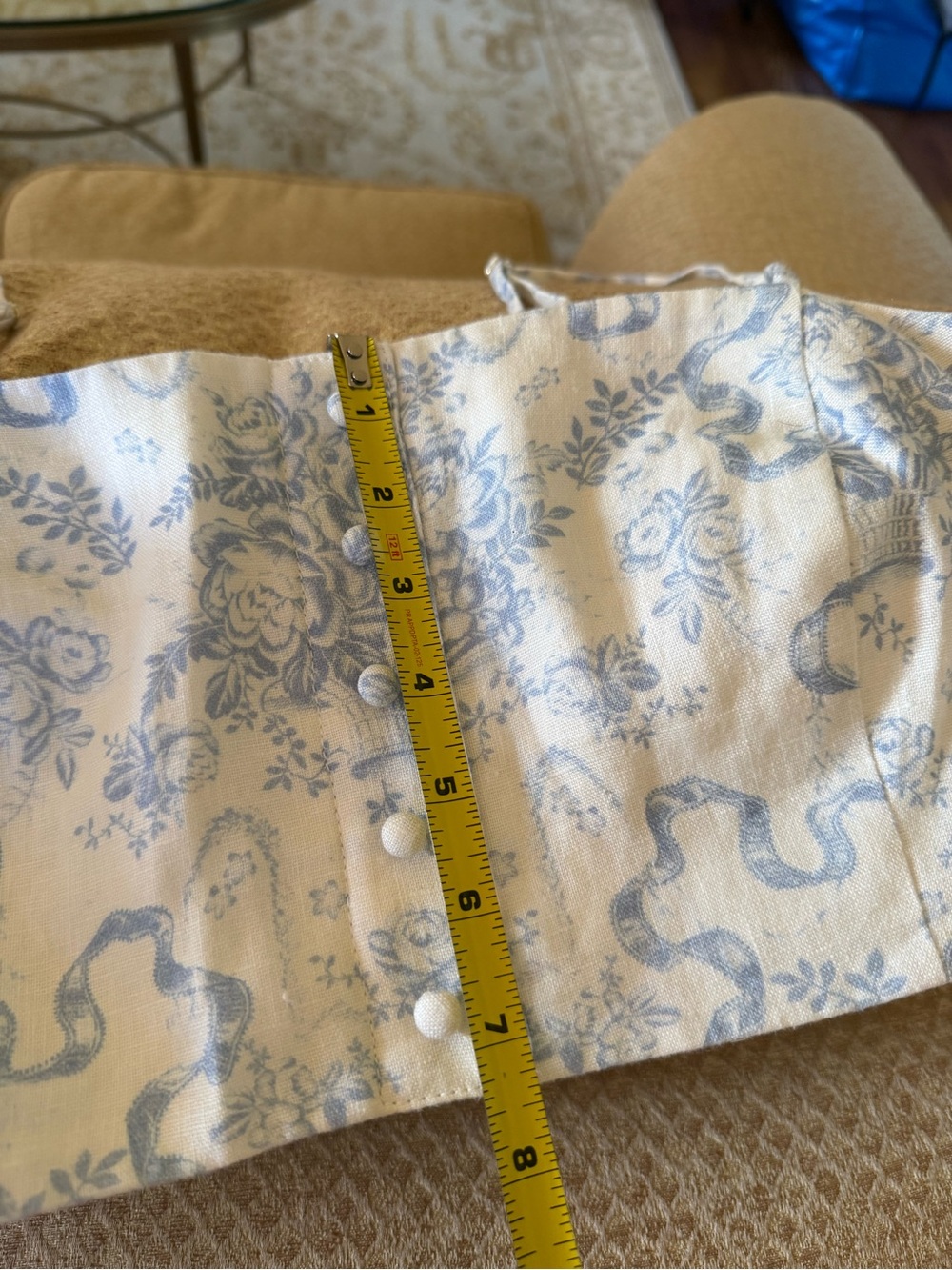LoveShackFancy lacette toile linen crop Top Cerulian Blue & white size m $195 - Picture 4 of 9